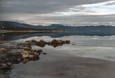 Scenic view of lake against sky