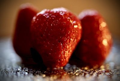 Close-up of strawberry on table