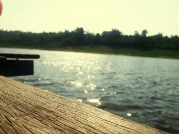 Close-up of lake against sky