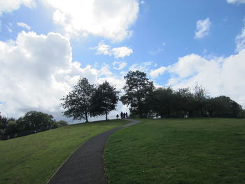 Trees growing on field against sky