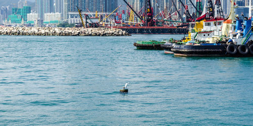 Nautical vessel on sea against sky