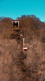 Truck on field against clear sky