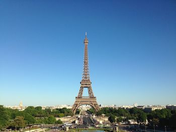 View of monument against clear blue sky