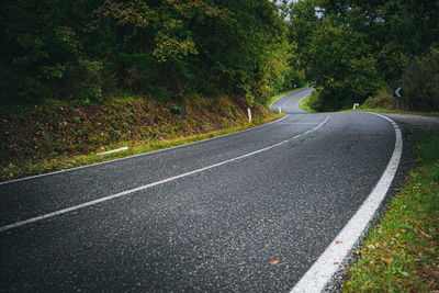 Road amidst trees in forest