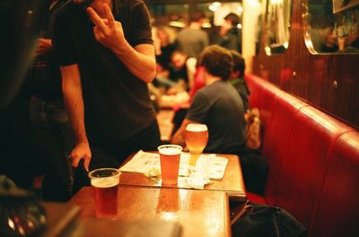 People sitting on table at restaurant