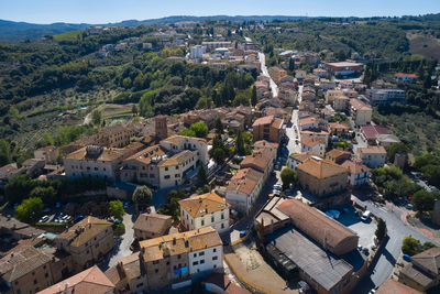Aerial view of the town of gambassi terme tuscany