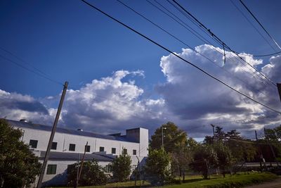 Low angle view of electricity pylon