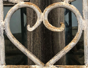 Close-up of rusty metal fence