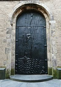 Closed door of old building