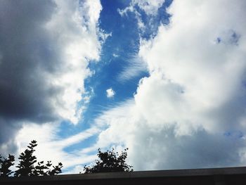 Low angle view of silhouette trees against sky