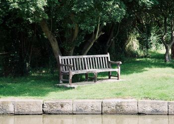 Empty bench in park