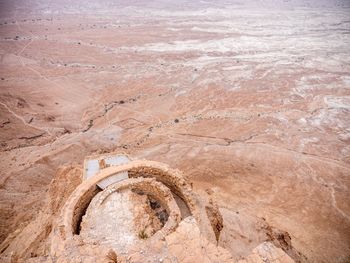 High angle view of rock formations on landscape