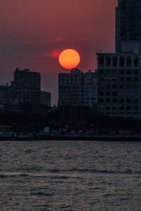 Buildings against sky during sunset