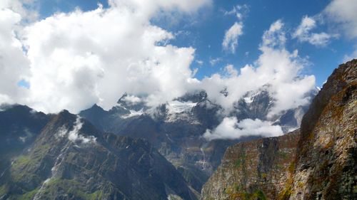 Panoramic view of mountains against sky