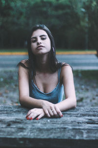 Woman sitting at park