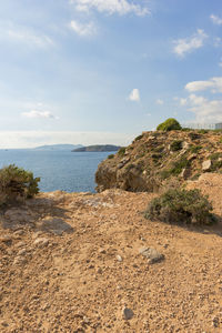 Scenic view of beach and sea against sky