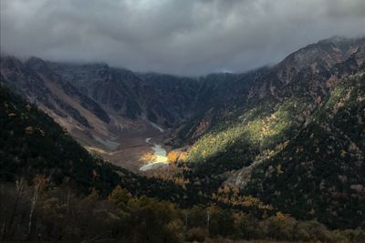 Scenic view of mountains against sky