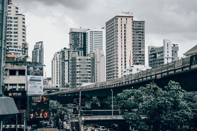 Low angle view of modern buildings against sky