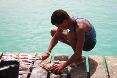 Young man in water