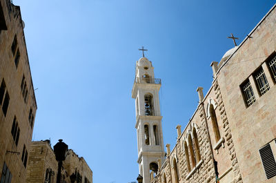 Low angle view of cathedral against clear sky