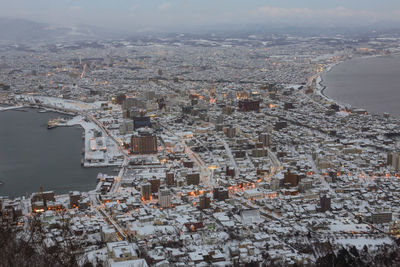 High angle view of cityscape against sky