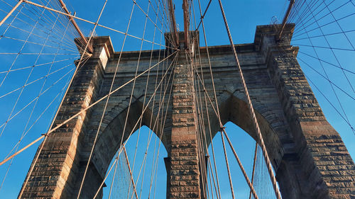 Low angle view of suspension bridge