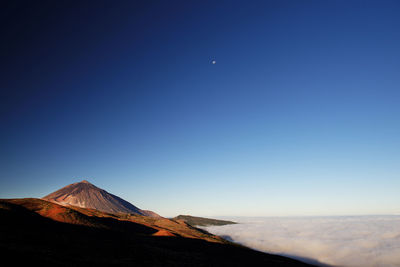 Scenic view of el teide volcano against clear sky