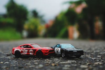 Close-up of toy car