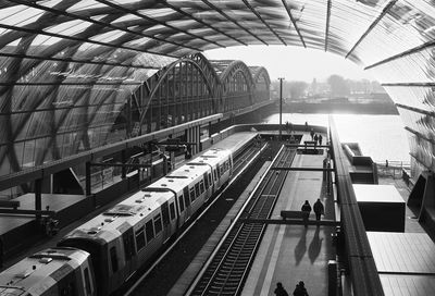 High angle view of railroad station platform