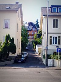 Cars parked in front of building