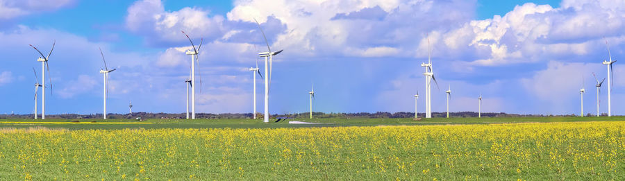 Panoramic view of field against sky