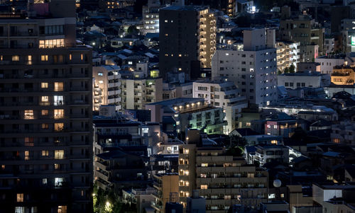 High angle view of buildings in city