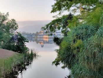 Scenic view of lake against sky