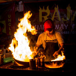 Close-up of fire in restaurant