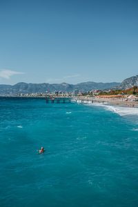 Scenic view of sea against clear sky