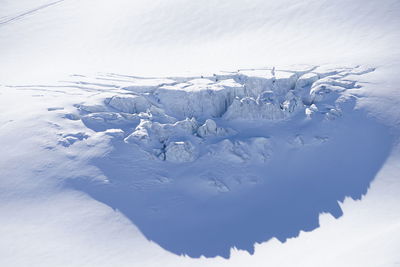 Aerial view of snow covered landscape