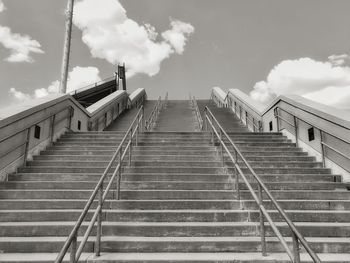 Low angle view of stairs against sky