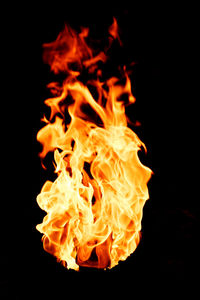 Close-up of fire against black background