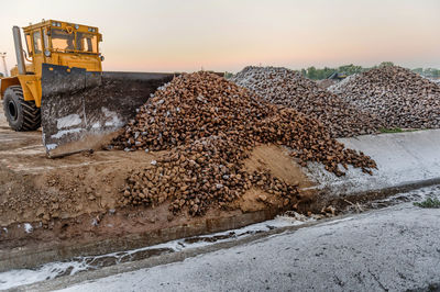 View of construction machinery against sky