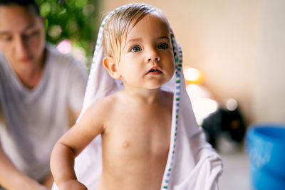 Portrait of shirtless man