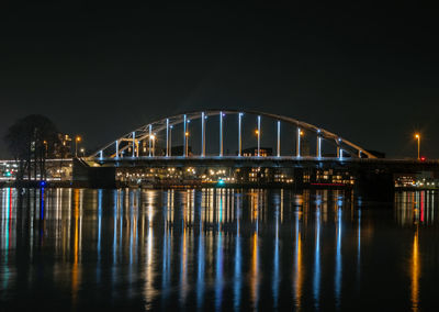 The wilhelmina bridge near deventer in the netherlands by night