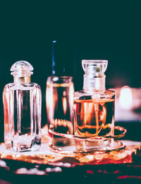 Close-up of bottles on table