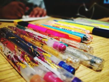 Close-up of multi colored pencils