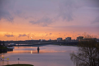View of city at sunset