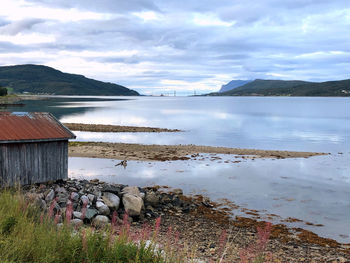 Scenic view of lake against sky