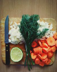 Directly above shot of vegetables on cutting board