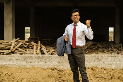 Man standing at construction site