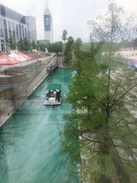 High angle view of swimming pool in canal