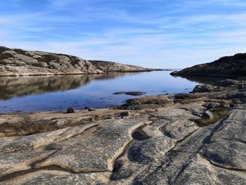 Scenic view of lake against sky