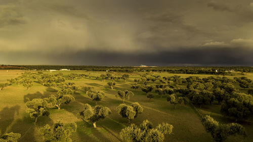 Scenic view of land against sky